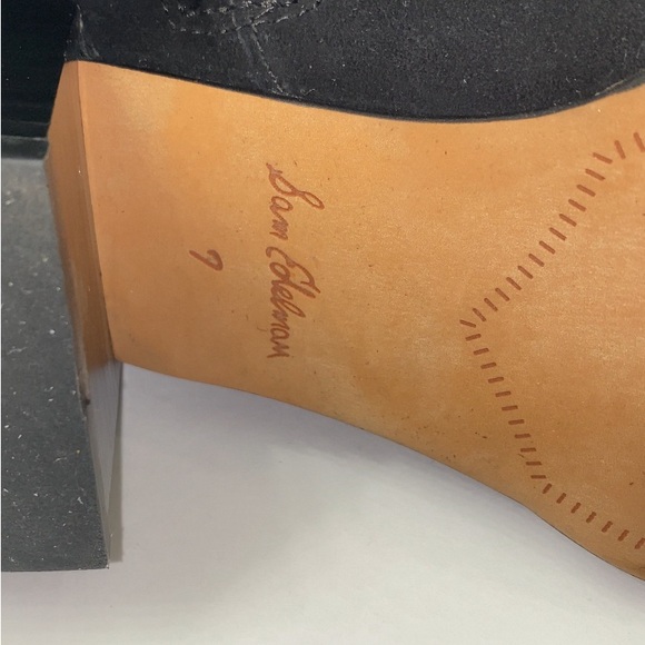 Sam Edelman Black Suede Zip Block Heel Bootie Size 7 - Picture 7 of 13